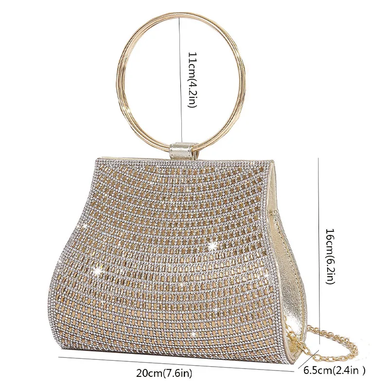 Bolso de noche con diamantes de imitación para mujer, cartera de día de cristal, monedero de boda, fiesta, banquete, bolsos de mano plateados