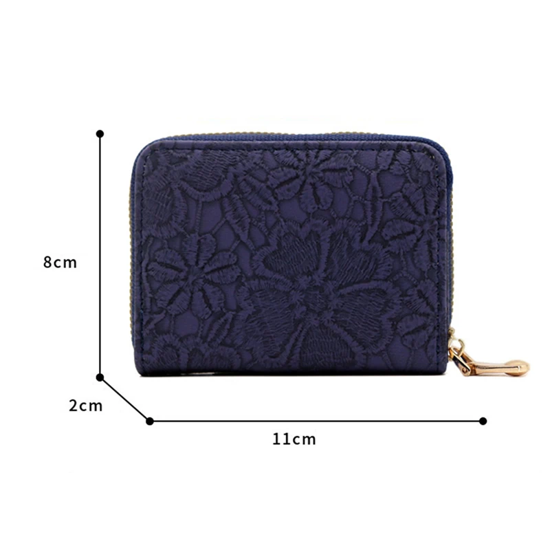 Credit Card Holder Binder Vintage Lace Pattern Pockets Card Case Zipper Wallet Business Card Organizer for Women