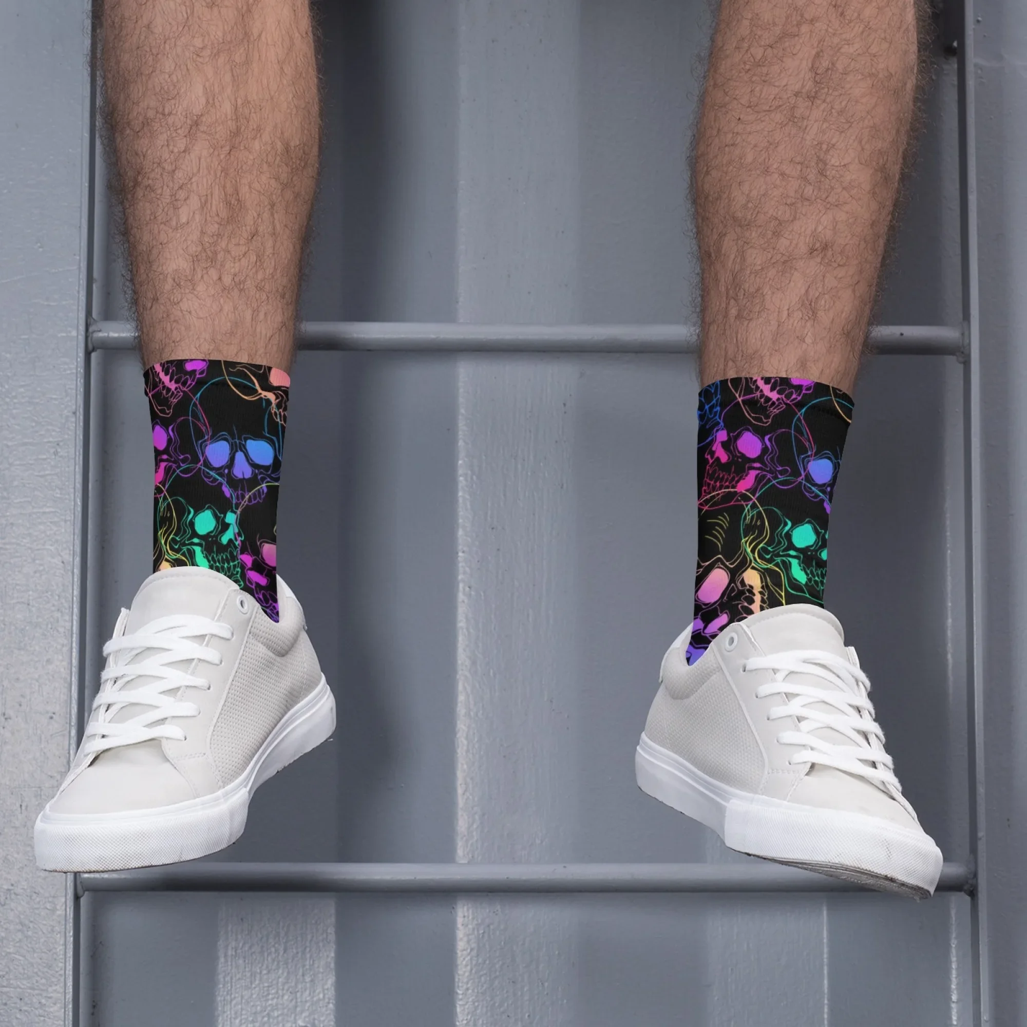 Gradient Art Skull Fashion Socks Skin-friendly Non-slip Breathable Socks Unisex Street Retro Hip-hop Socks Casual Party Gifts