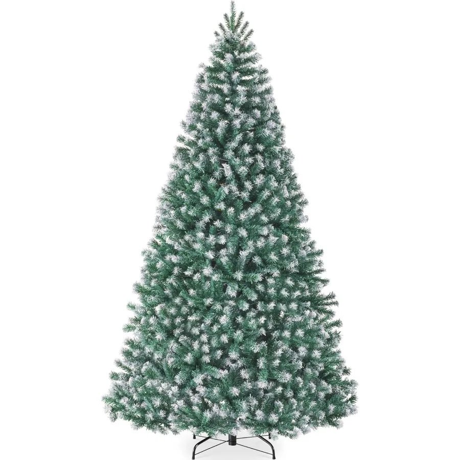 

Artificial Frosted Christmas Tree 9ft Premium Unlit Realistic Spruce Holiday Decor with Dense Branches and Durable Metal Base f