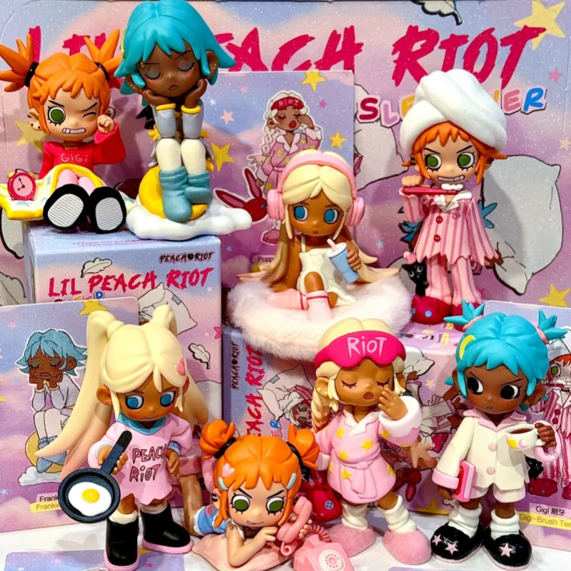 

POP MART Lil Peach Riot SLEEPOVER Series Blind Box Toys Kawaii Anime Action Figure Caixa Caja Surprise Mystery Box Dolls Girls