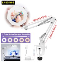 USB 5X Illuminated Magnifier LED Desk Lamp with 5 Colors Dimmable Reading Table Light for Soldeirng Repair Close Work Loupe