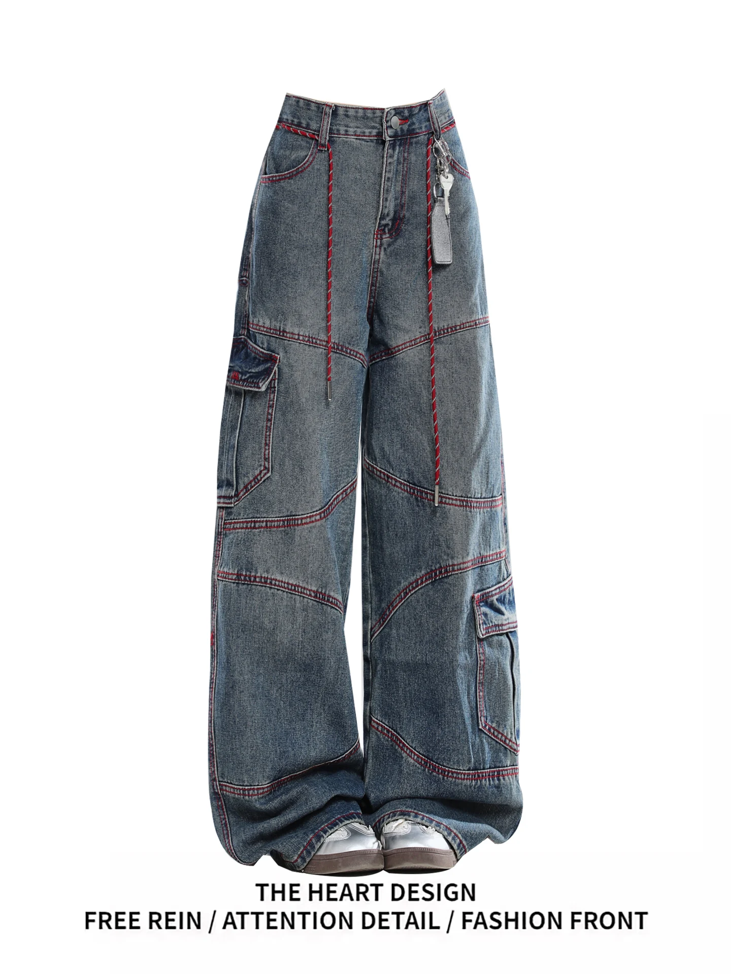 

American Sle Extended Straight Leg Jeans Women's Autumn Winter New Loose Slim Wide Leg Long Pants High Waist Denim Jeans