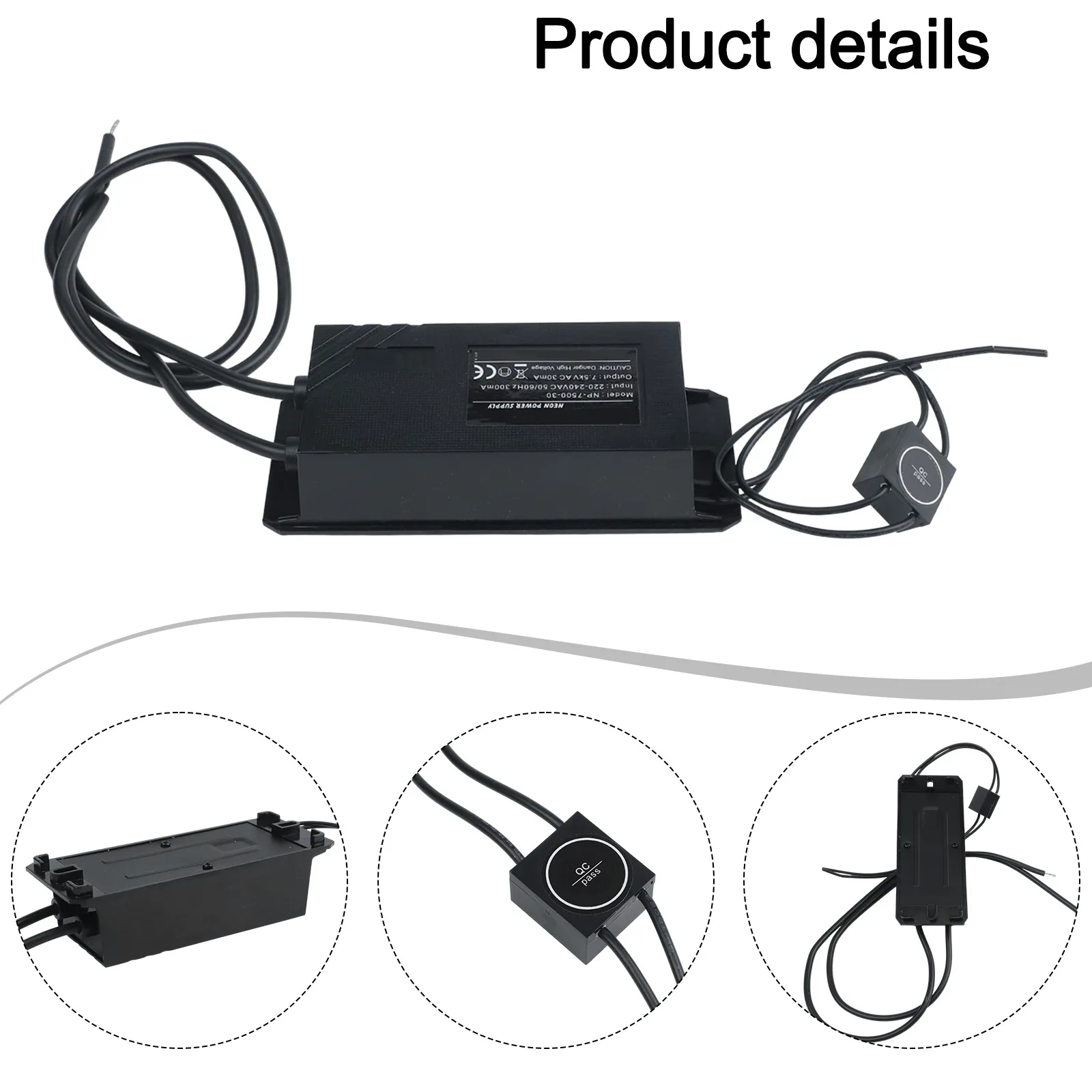 NP-7500-30 7.5KV 30mA Electronic Neon Sign Transformer Power Supply For High For Frequency High Voltage Load 2-6M Black ABS Case