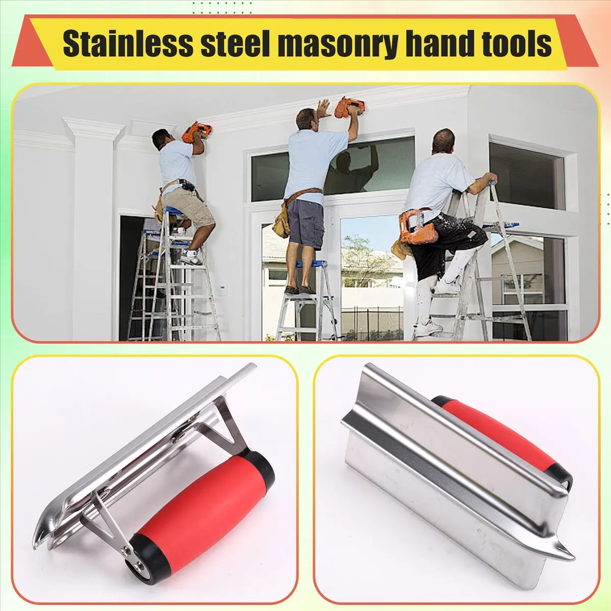 A45I Concrete Tools Include Edger and Groover,Stainless Steel Concrete Finishing Tools - Masonry Hand Tool Set