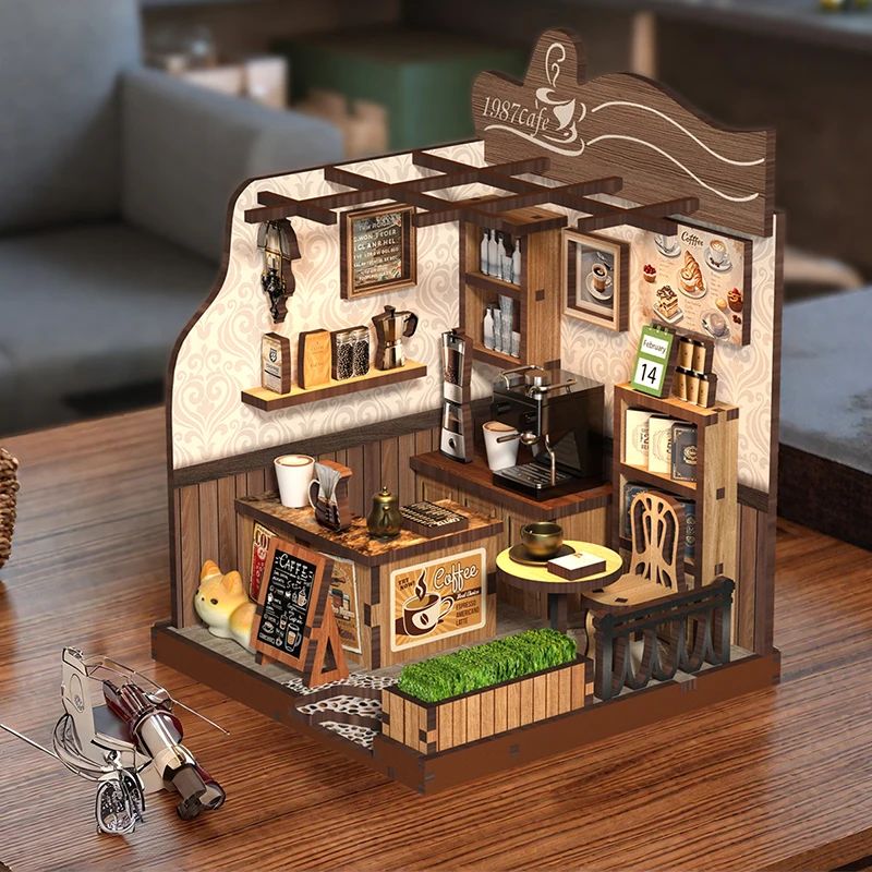DIY Wooden Miniature Building Kits Left Bank Study Room Cottage Doll Houses With Furniture Casa Dollhouses for Friends Gifts
