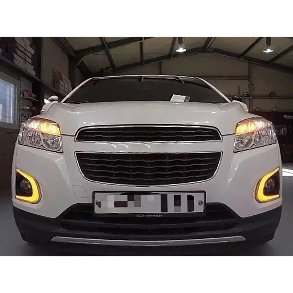 Novo! CSCSNL 1 par drl para chevrolet chevy trax 2014 2015 2016 luzes diurnas nevoeiro capa da lâmpada 12v luz do dia com sinal de volta