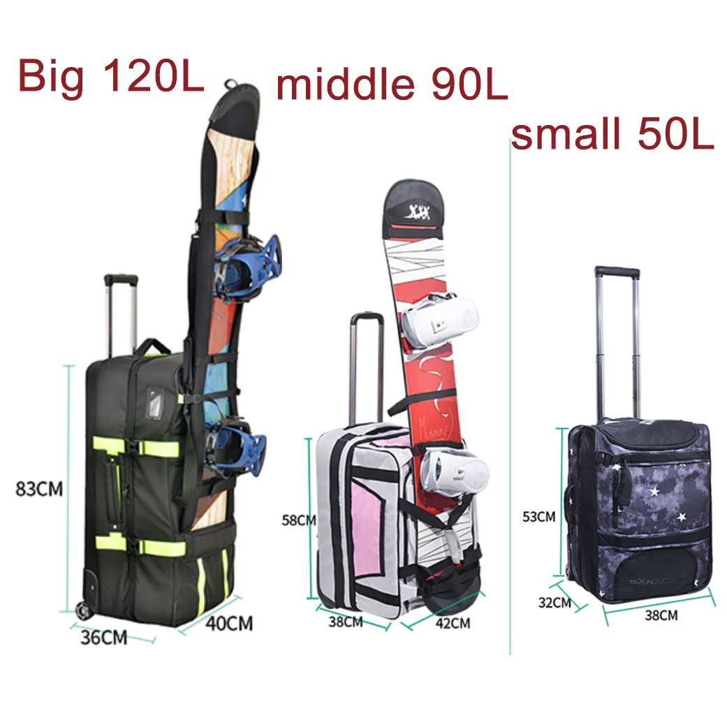 50L / 90L /120 L  Ski Trolley Case Ski Luggage With Wheels  \\  Can hang the snowboard a7357