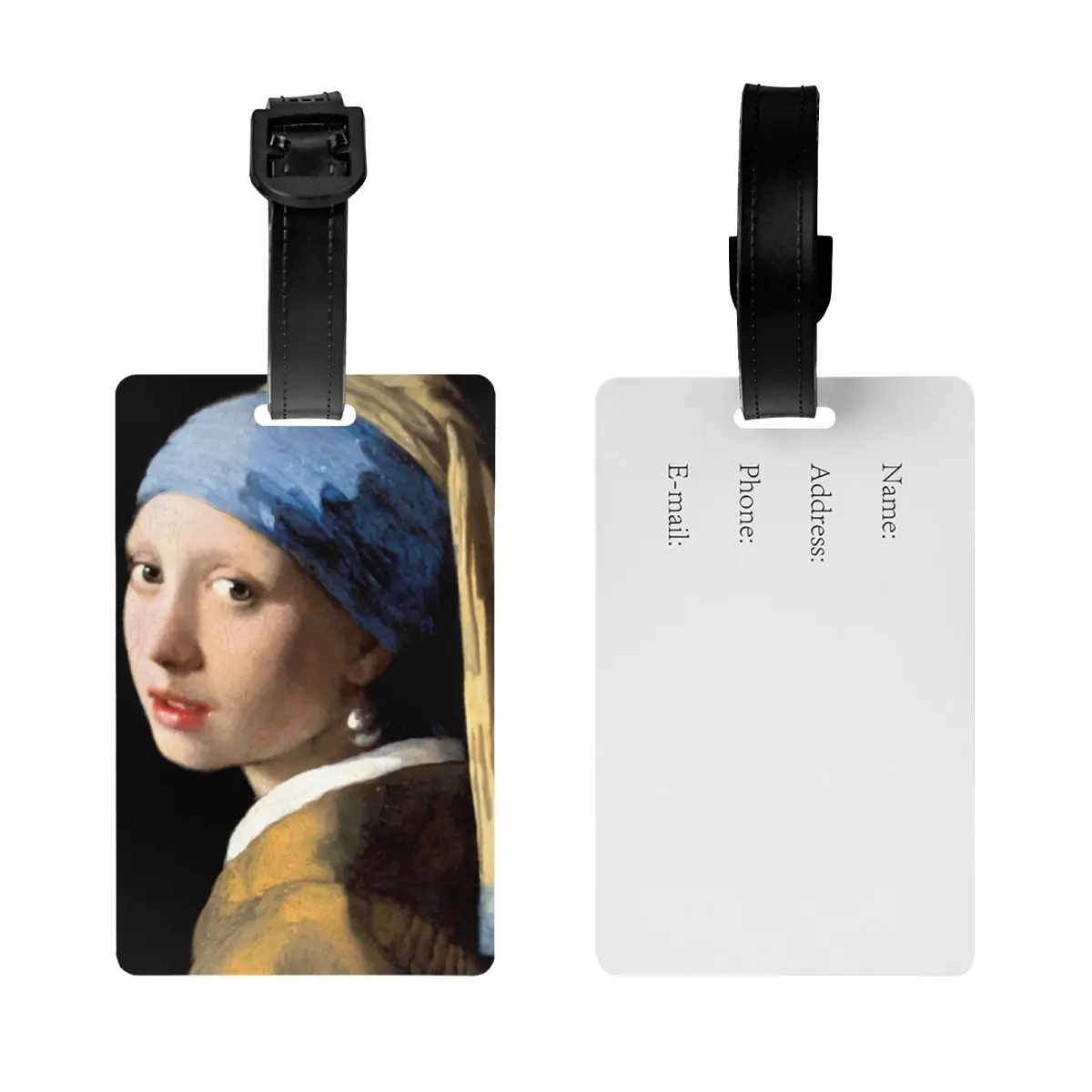 Custom Girl With A Pearl Earring Luggage Tag for Suitcases Vincent Van Gogh Painting Baggage Tags Privacy Cover Name ID Card