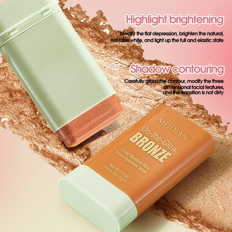 Multi-funcional destacando vara blush rosto maquiagem à prova dwaterproof água fácil cor rouge blush creme alto renderização de cor tom de pele