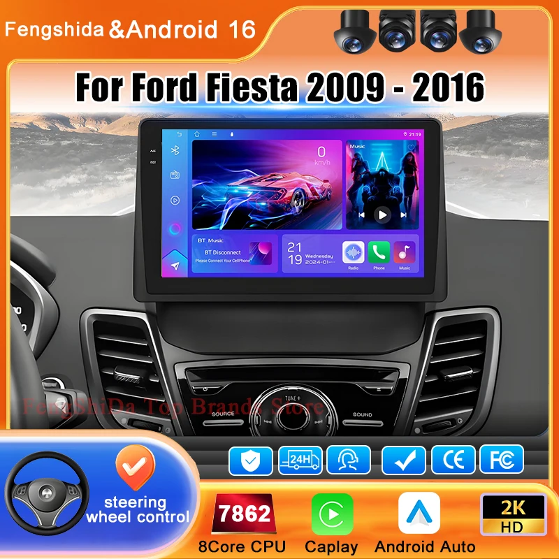 

Car Radio For Ford Fiesta Mk 6 for Ford Fiesta Mk 7 2008 - 2019 Android 16 GPS Navigation Multimedia Video Player Stereo No 2din