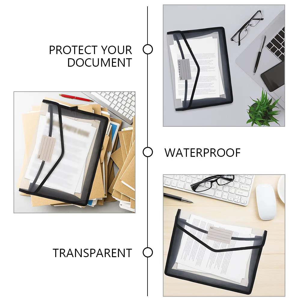 

3 Pcs Waterproof File Bag Documents Bags Organizer Folder Zipper Folders Transparent Desk Pockets