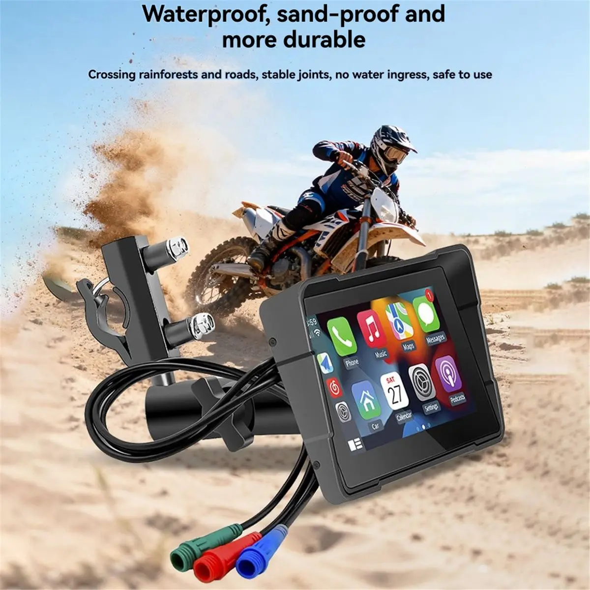 5 Inch Motorcycle Navigation GPS for Wireless Carplay&Android Auto IP67 Waterproof Display Bluetooth 5.0 Moto Monitor
