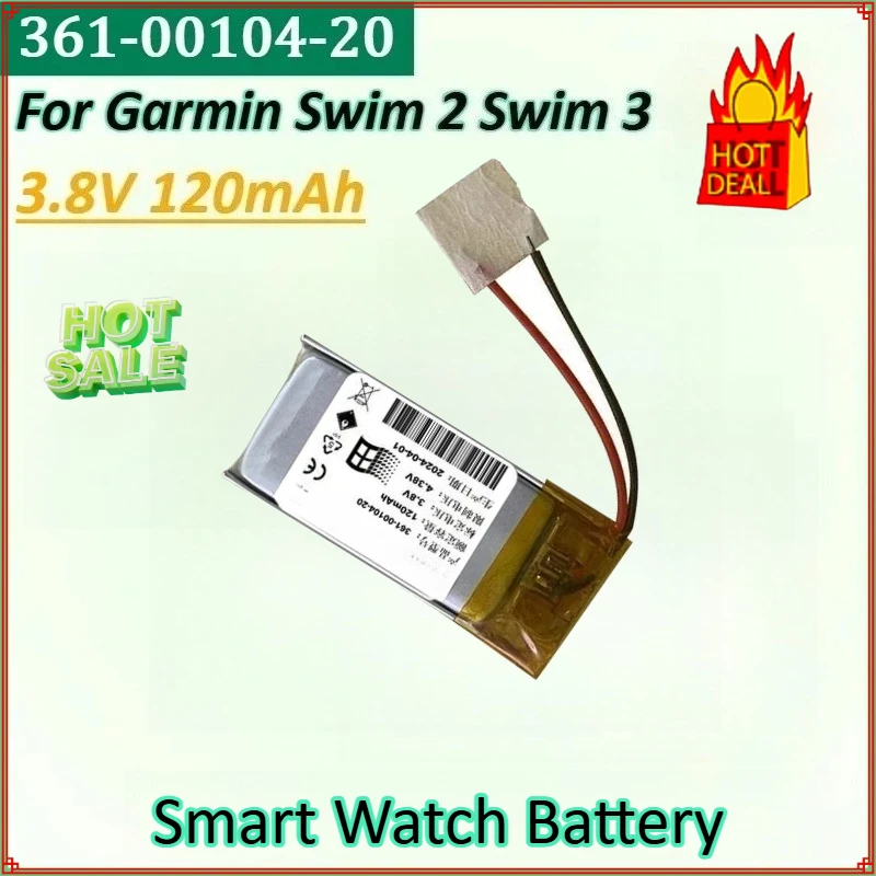 

361-00104-20 3.8V 120mAh Smart Watch Battery for Garmin 2 Swim Swim 3 High Quality Batteries