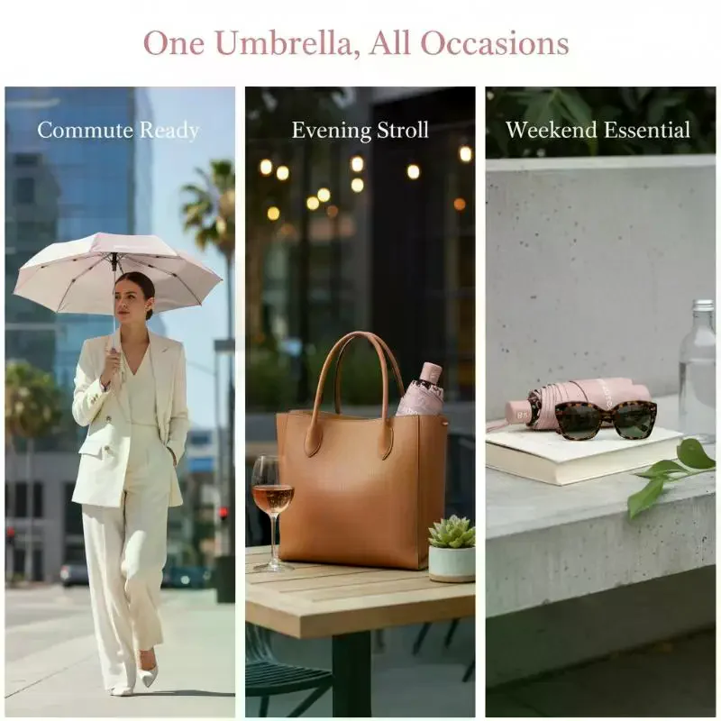 Mini Pocket Foldable Umbrella: UPF 50 Plus UV Protection Ultra Light Daily Commute Travel
