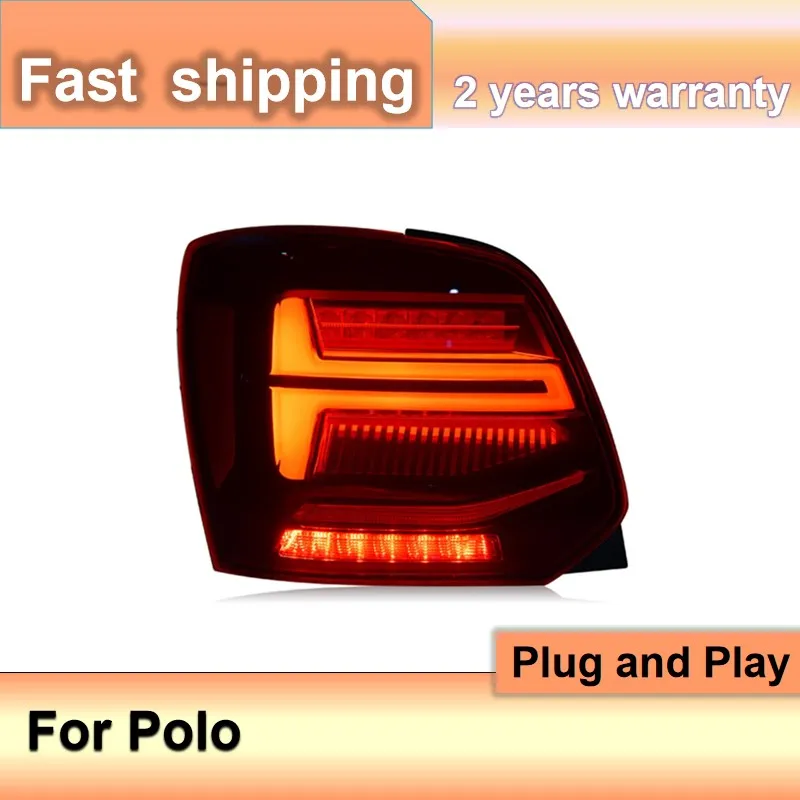 Car Accessories for VW Polo Taillight Assembly 2006 2007-2016 Polo Tail Lamp Rear Lights DRL+Brake+Park+Dynamic turn signal