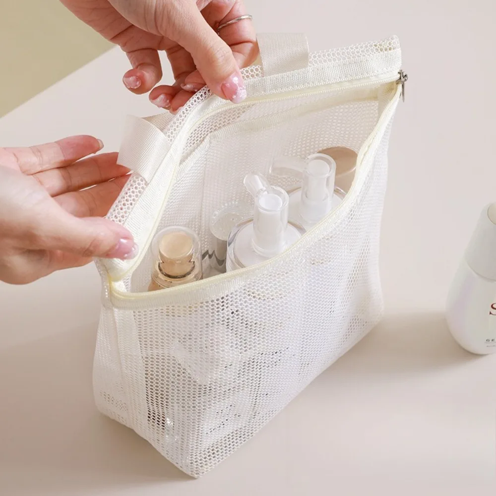 Mesh Shower Caddy Portable Toiletry Bag Quick Dry Bath Organizer Tote With Zipper For Gym Dorm Travel Beach Cosmetic Makeup Case