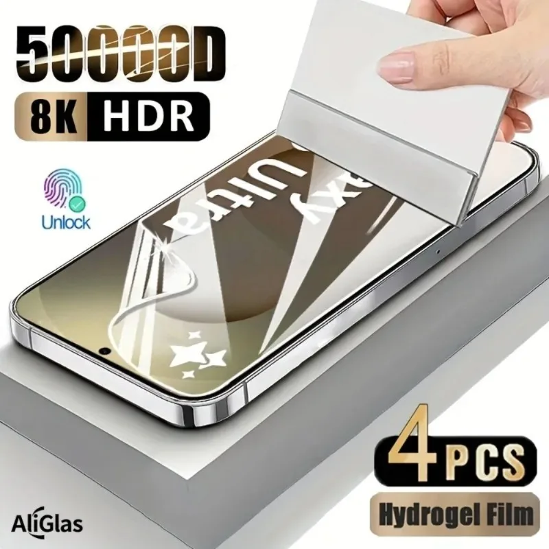 4 Stück Vollflächige Weiche Hydrogel-Folie für Samsung Galaxy S25 S24 Ultra Edge S24 S23 S22 S21 S20 Ultra Plus FE S10 Plus Film