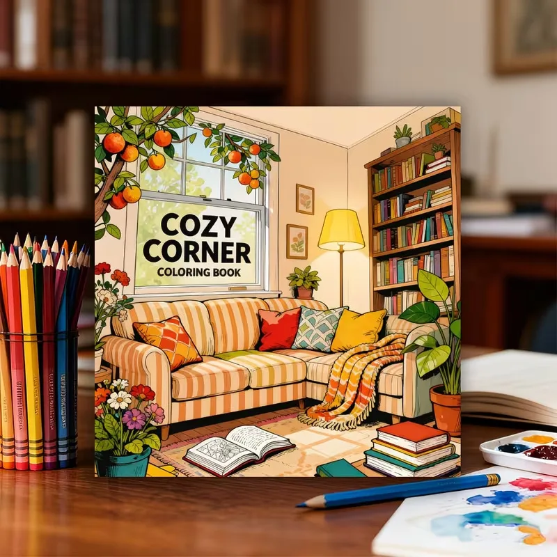 Cozy Corner Adult Coloring Book Comfortable Home Scenes for Relaxation Mindfulness Stress Relief Creative Gift