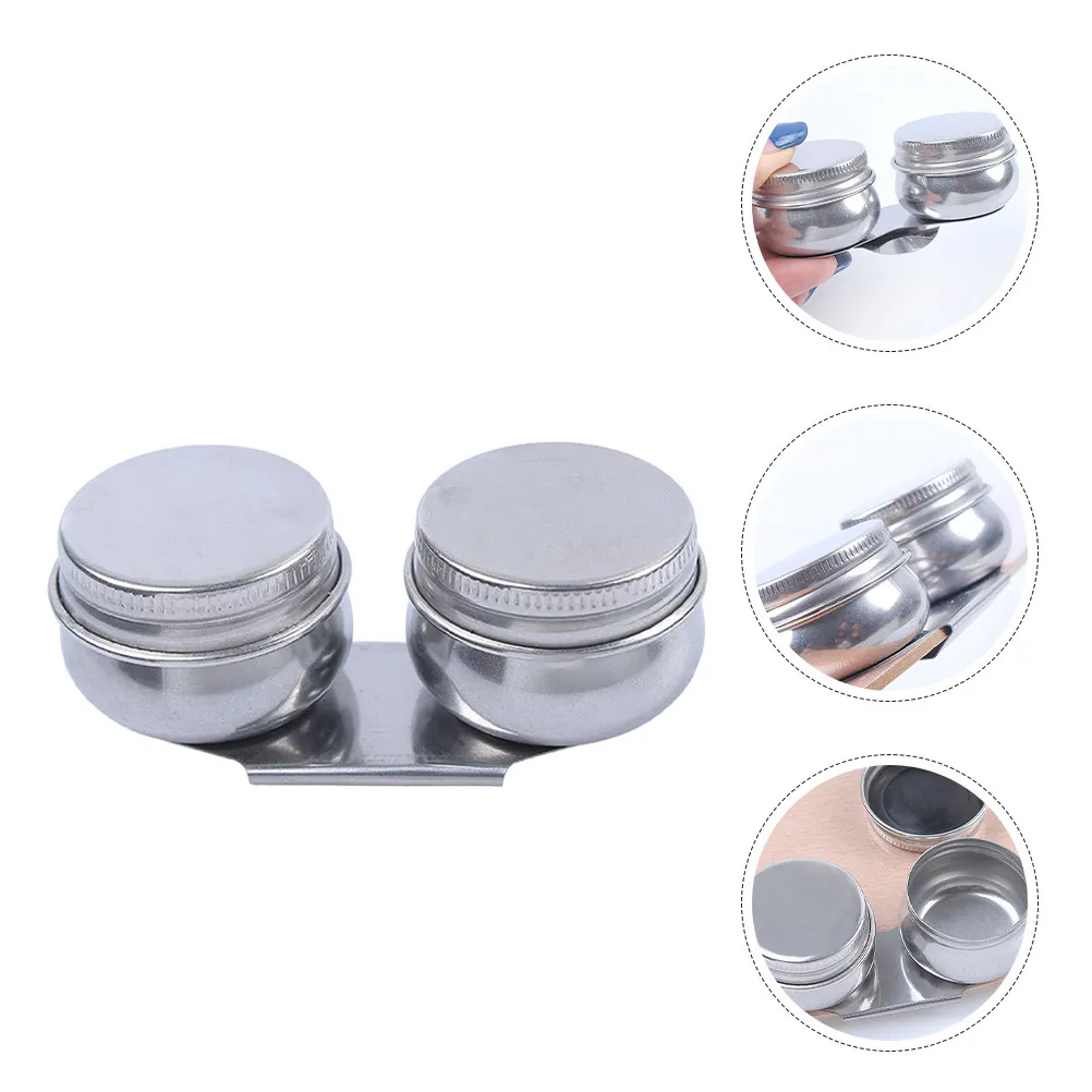 Professional Stainless Steel Oil Painting Palette Cup Dual Compartment Artist Solvent Container Paint Brush Washer Medium Mixing