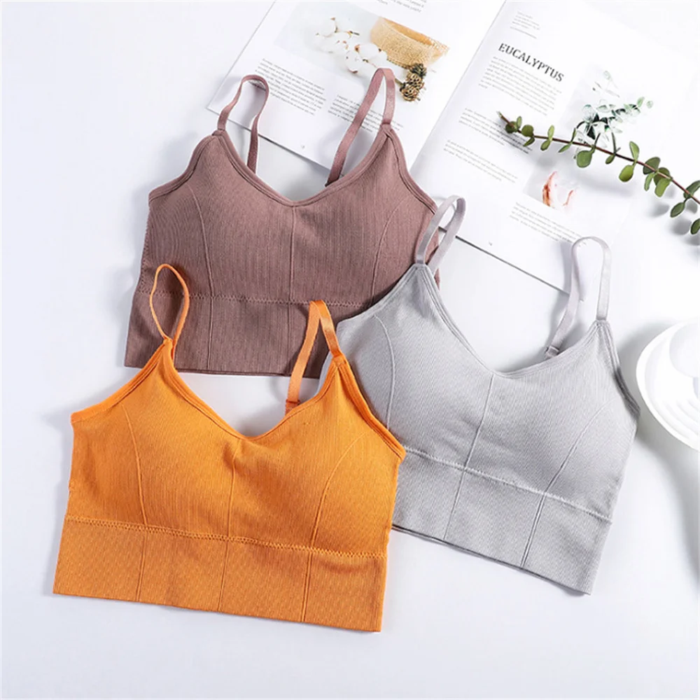 Bralette sem fio sexy para mulheres, sutiã sem costura, tops acolchoados para dormir, costas em forma de V, top de tubo esportivo, lingerie respirável, roupa íntima