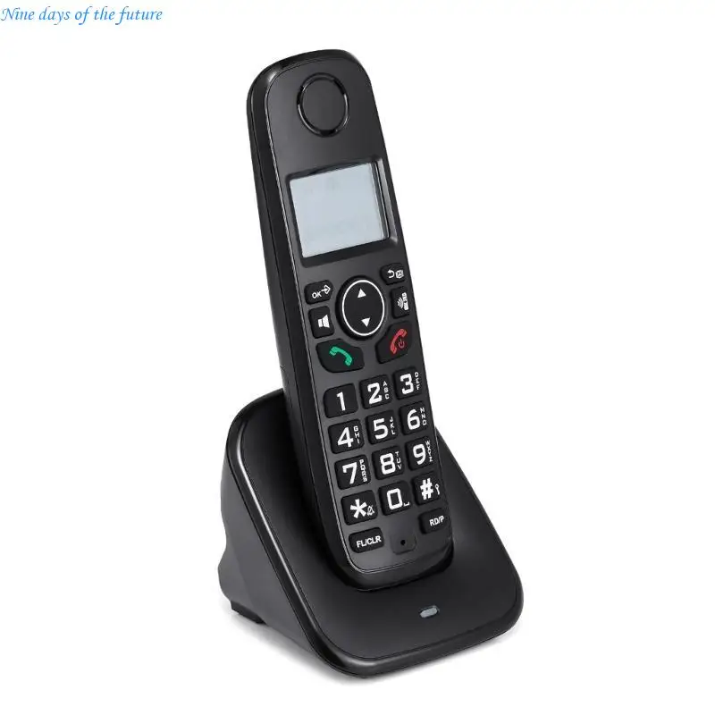 D1001 Fixed Landline Wireless Telephone Stylish with Multi Languages Caller Display Backlit and Number Storage E65A