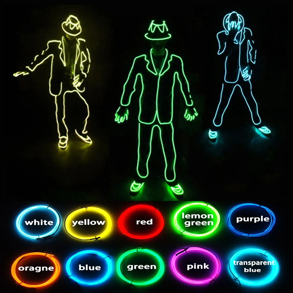 

DIY Electronic Lighting Dance Costume Cosplay MJ Costumes Glowing For Holiday Night Show EL Wire Suit Material