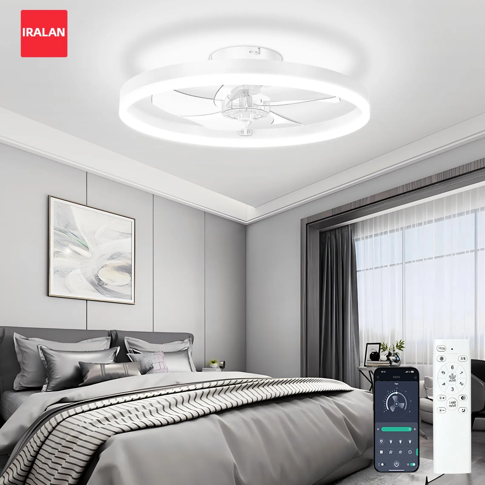 LED Modern Fan Lights 50CM Smart Ceiling Fans Ventilator Lamp Thin Silent Electric Fan Light Fixture Unlimited Dimming Bedroom