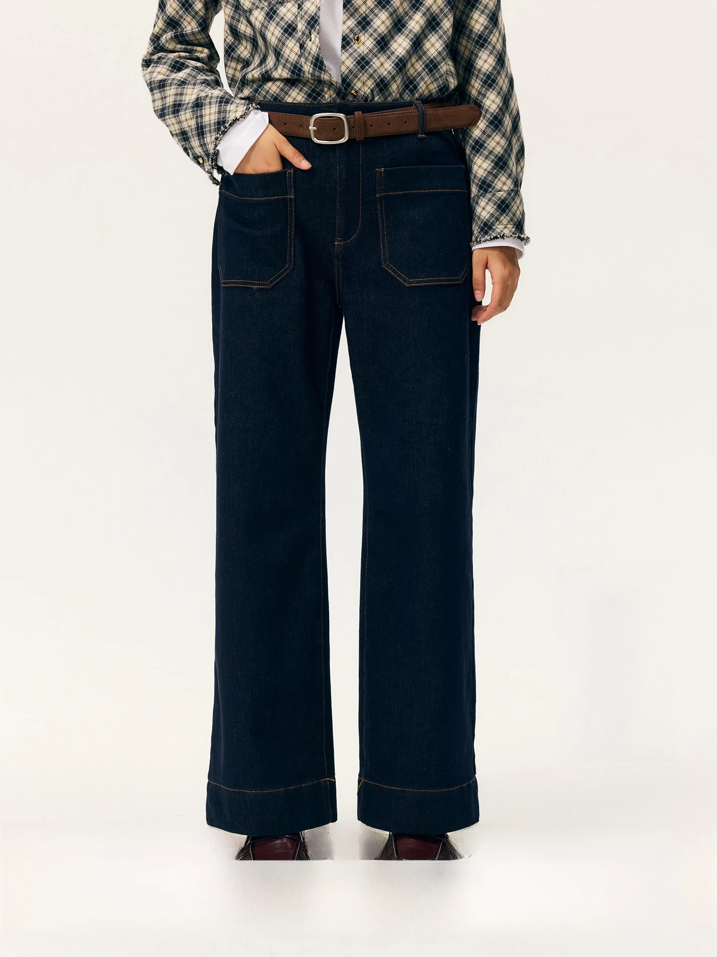 

HeyDr прямые джинсы с высокой талией на подкладке, женские осенне-зимние винтажные эластичные утягивающие брюки