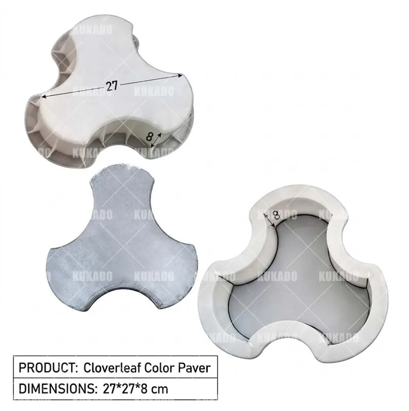 Decorative Three-Leaf Colored Brick Striped Paving Tile Square Cement Mold for Park Steps Courtyard Building Material