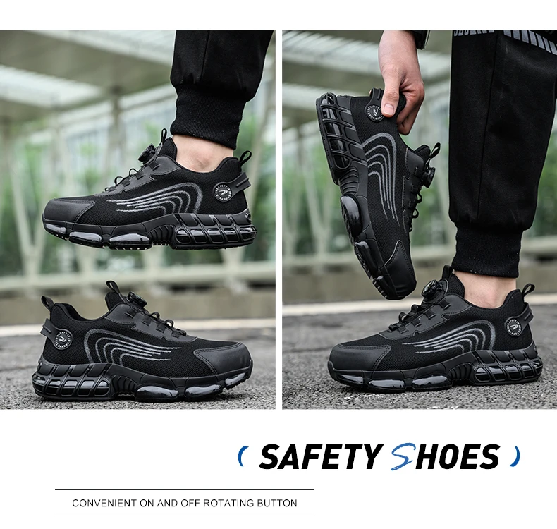 Rotierende Knopf Sicherheitsschuhe Männer Stahlkappe Sneaker Air Kissen Arbeit Mann Pannensichere Arbeitssicherheit Industrielle Schutzschuhe – Detail 19