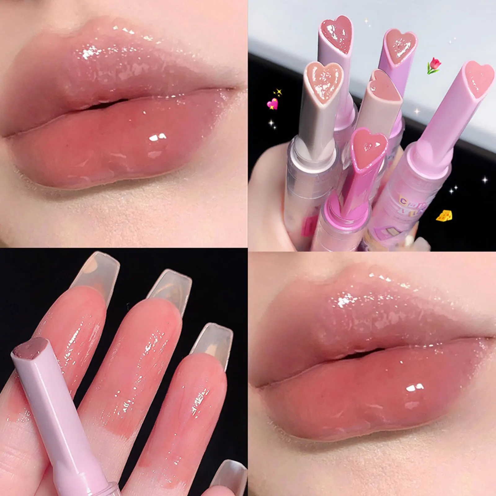 Florette Gelee Lippenstift Stift Liebe Spiegel Wasser glanz Lip Glasur feuchtigkeit spendend sexy Lippen praller langlebige wasserdichte Lippen Make-up