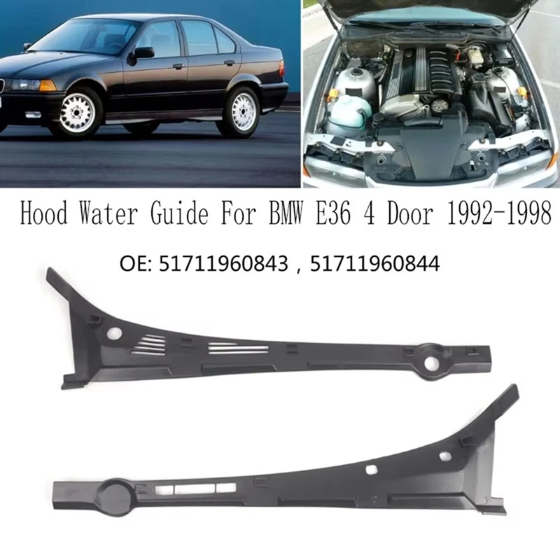 

Крышка двигателя стеклоочистителя переднего стекла, накладка капота, направляющая для воды для BMW E36, 4-дверный, 1992-1998 гг. 51711960843 51711960844 -T45C
