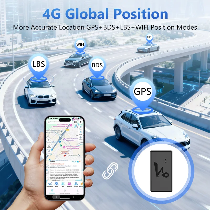 QXGPS Strong Magnet GPS Tracker 4G Vehicle GPS Locator Vehicle Positioner Vibration Alarm 360-hour Battery Life Free APP