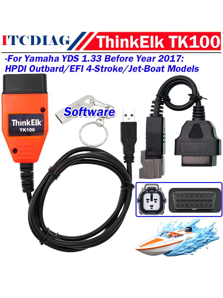 ThinkElk TK100 Diagnosekabel-Kit-Anschlüsse für Yamaha YDS 1.33 Boot Marine Außenbordmotor WaveRunner Jet Boot vor dem Jahr 2017