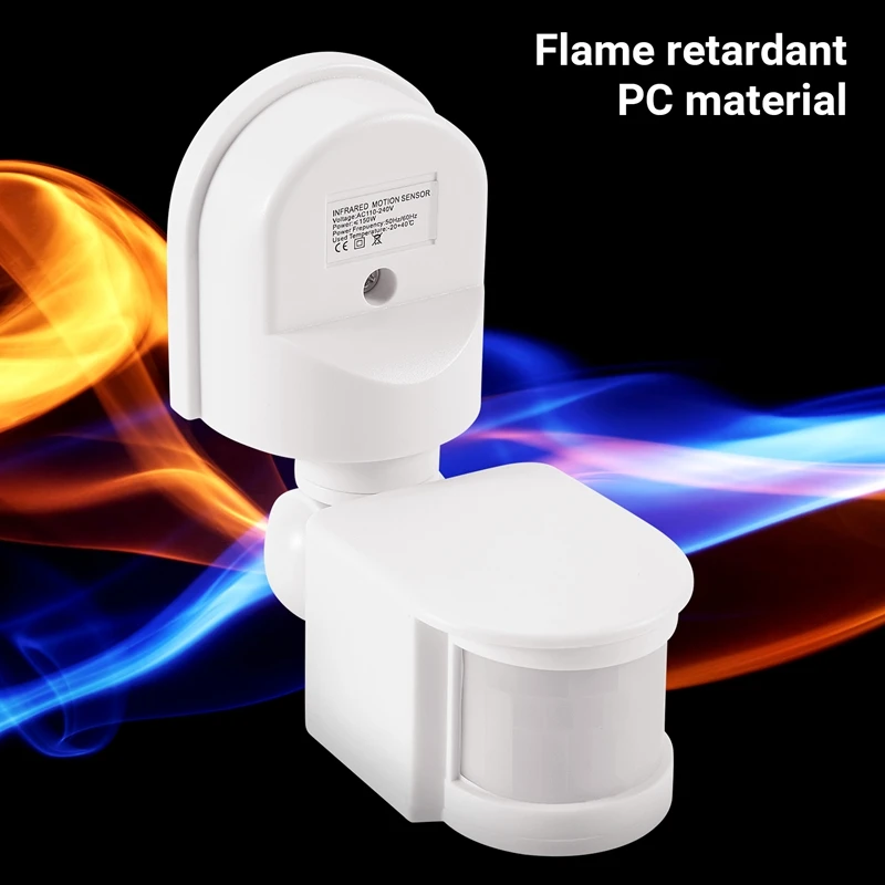 APPLIA-Infrared Motion Sensor AC110V-240V Adjustable Sensor Switch For PIR Body Motion Sensors For Multiple Scenarios (White)