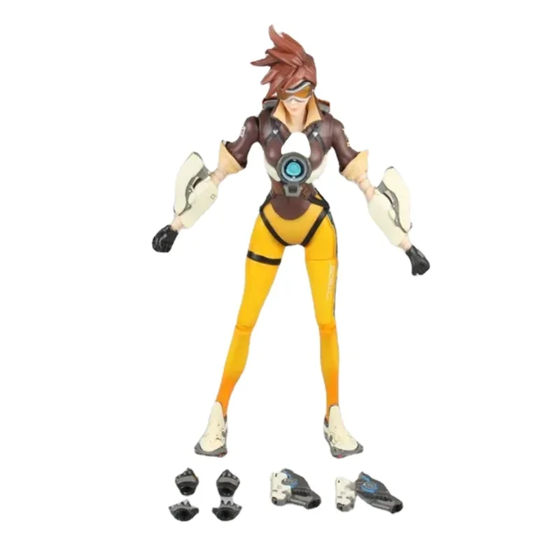 Collection 27cm Hot Game OW Over watch Tracer Action Figure with Light Exquisite model home Bookshelf Decoration kids Gift