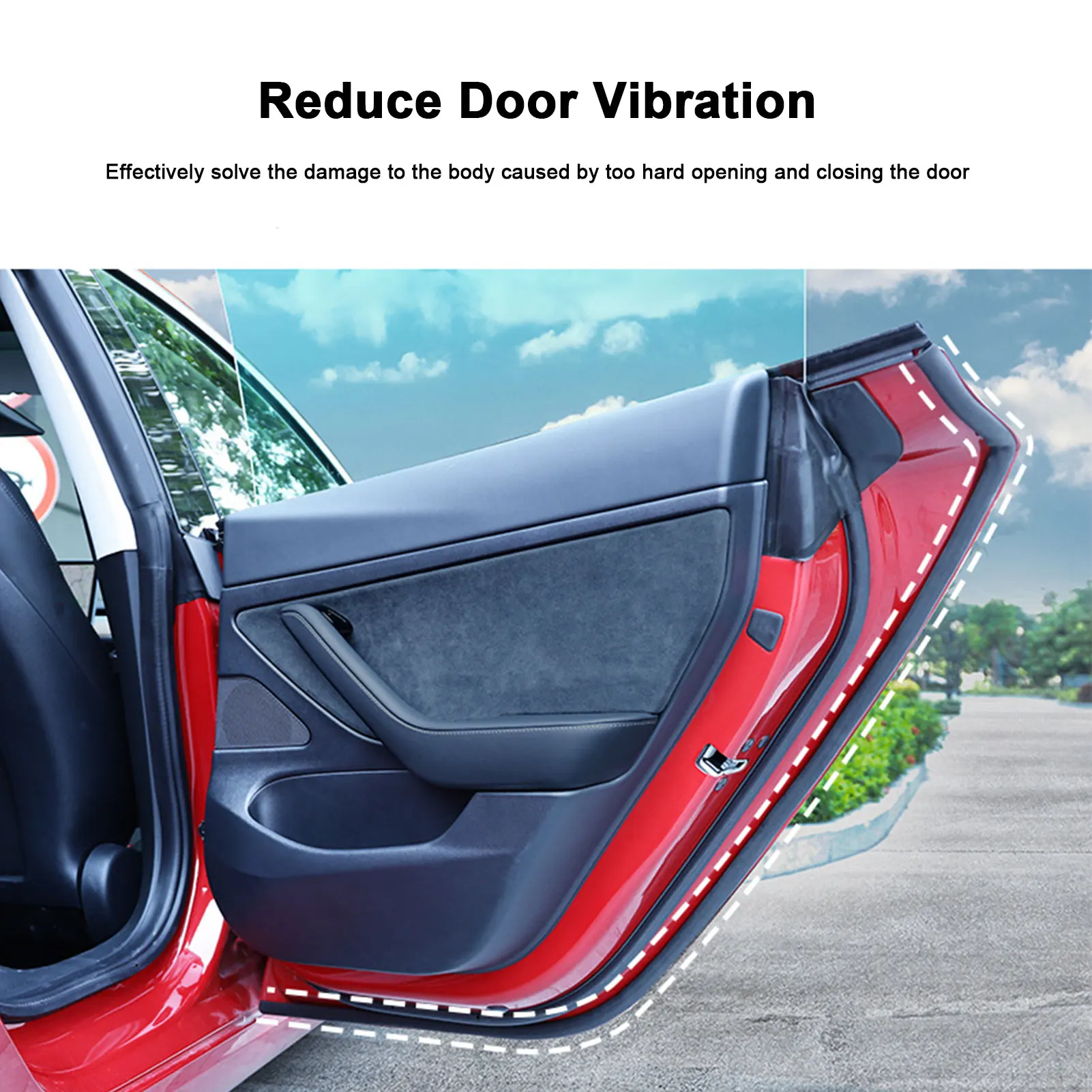 For Tesla Model 3 Y Car Door Seal Soundproof Rubber Weather Draft Seal Strip Sunroof Seal Wind Noise Reduction Dustproof Sealing