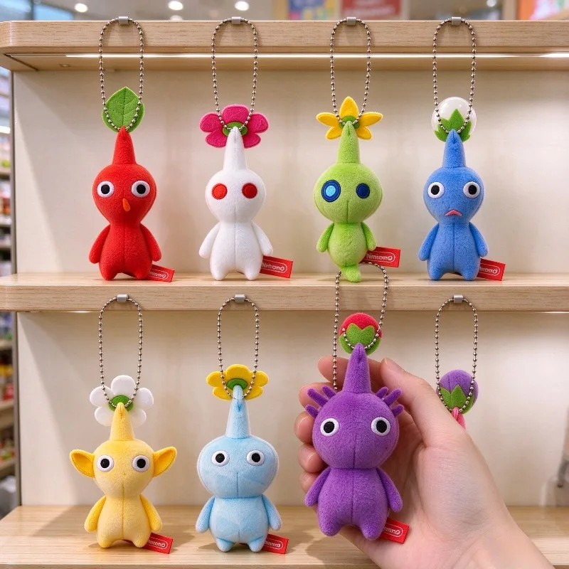 Hot  Mini Plush Pikmin Doll Keychain Soft Stuffed Bag Charm Pendant Decoration Red Yellow Blue Multicolored Toys Hanging Gift