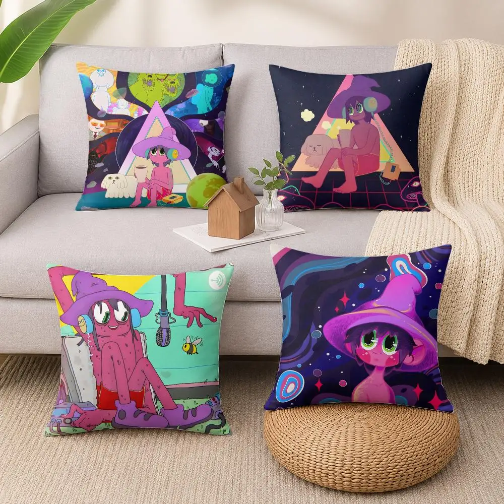 Cartoon The M-Midnight G-Gospel Cushion Cover Wrinkle-Resistant Short Plush Cushion Covers Breathable Machine-Washable