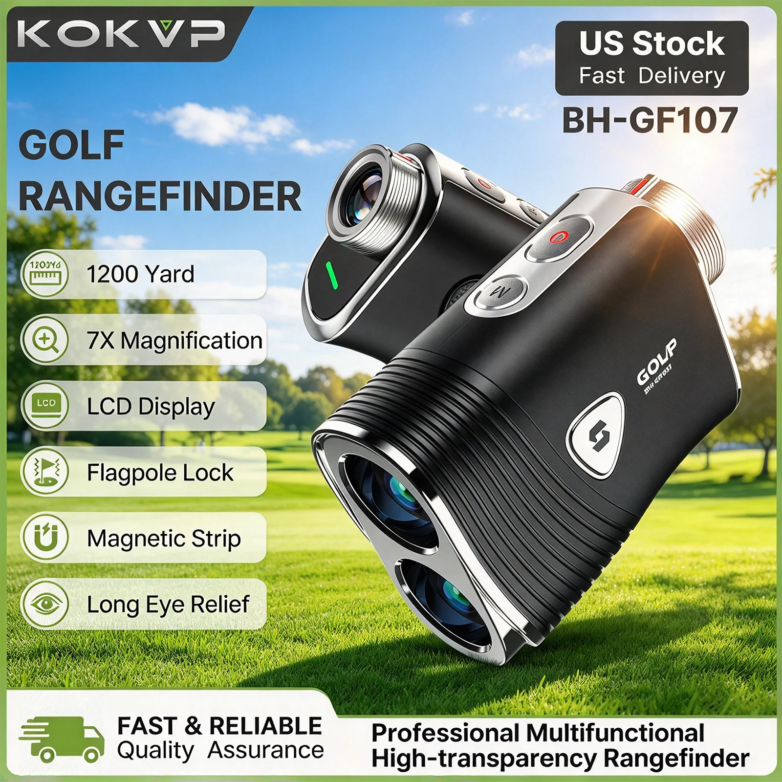 Golf Rangefinder 1200 Yards Rangefinder with Slope Compensation Flag Lock Vibration 7X Magnification  LCD Long Eye Relief Magnetic USB Rechargeable Range Finder Telescope for Golfers and Outdoor Measuring
