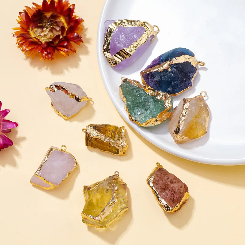 

Irregular Raw Stone Pendant Rough Original Crystal Quartz Energy Chakra Pendants for Jewelry Making DIY Necklace Accessories