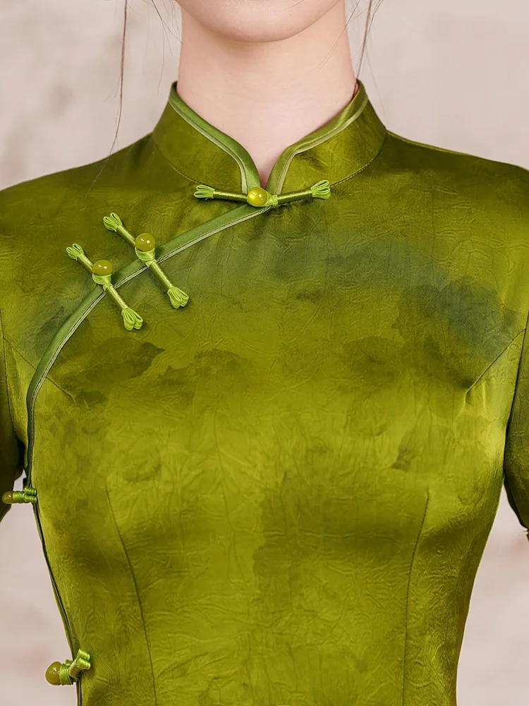 New Chinese Style Improved Qipao High end 2026 New Chinese Style Dress Green Spring/Summer Daily Qipao