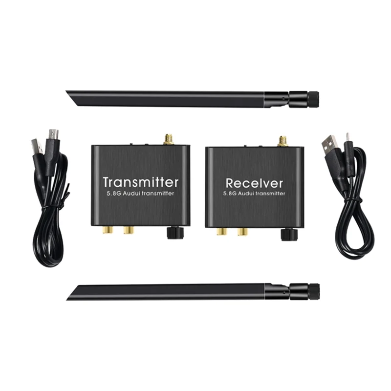 【在庫あり】ワイヤレスオーディオトランスミッターとレシーバー 50M 5.8G ワイヤレスオーディオアダプター 3.5mm R/Lコンバーター付き TVボックス DVD PC用