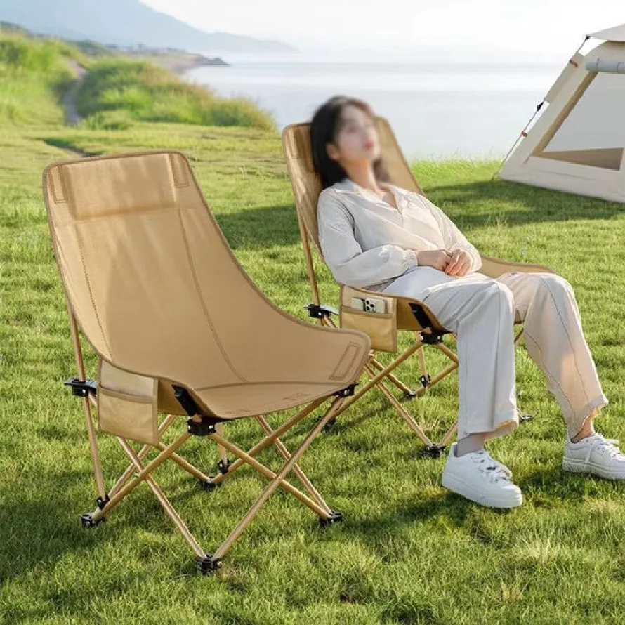 Moon Chair Portable Reclining Folding Camping Chair 3-Level Adjustable Beach Picnic Fishing Lounge Chair for Outdoor Travel