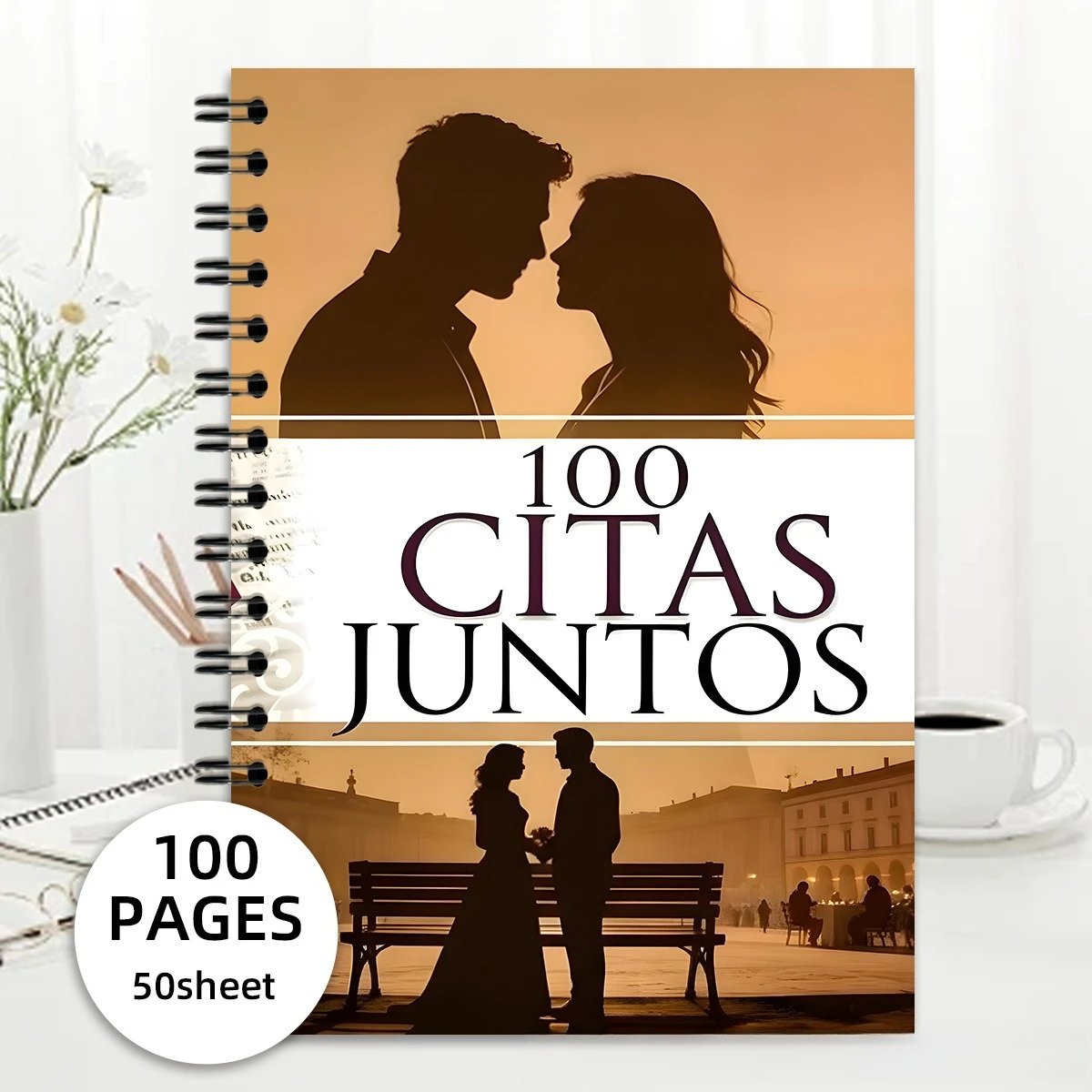 

100 Citas Juntos Spiral Notebook 100 Pages Lined Journal Couple’s Date Memory Book Romantic Gift for Love
