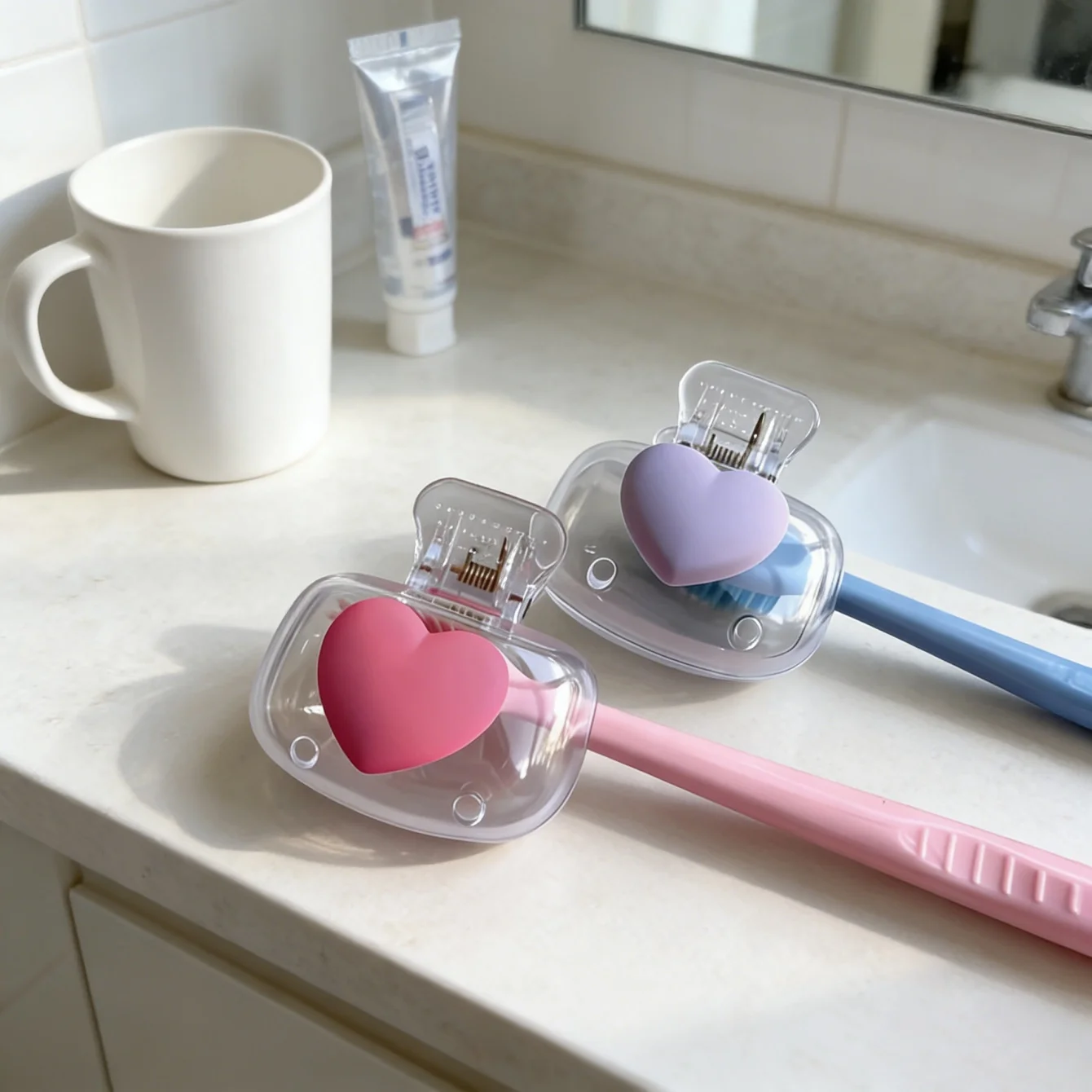 Toothbrush Covers Caps, Clip-On Toothbrush Protector for Travel, Brush Head Pod Case Fits Most Manual and Electric Toothbrushes