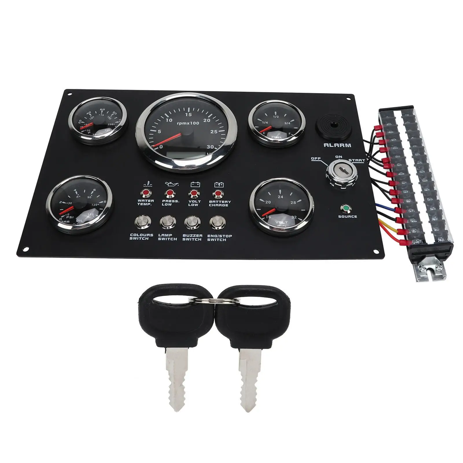 

Digital Dash Gauge Panel 7 Color Backlight IP67 Waterproof 9-32V Wide Voltage Oil Volt Water Pressure Gauge for rv Boat Yacht
