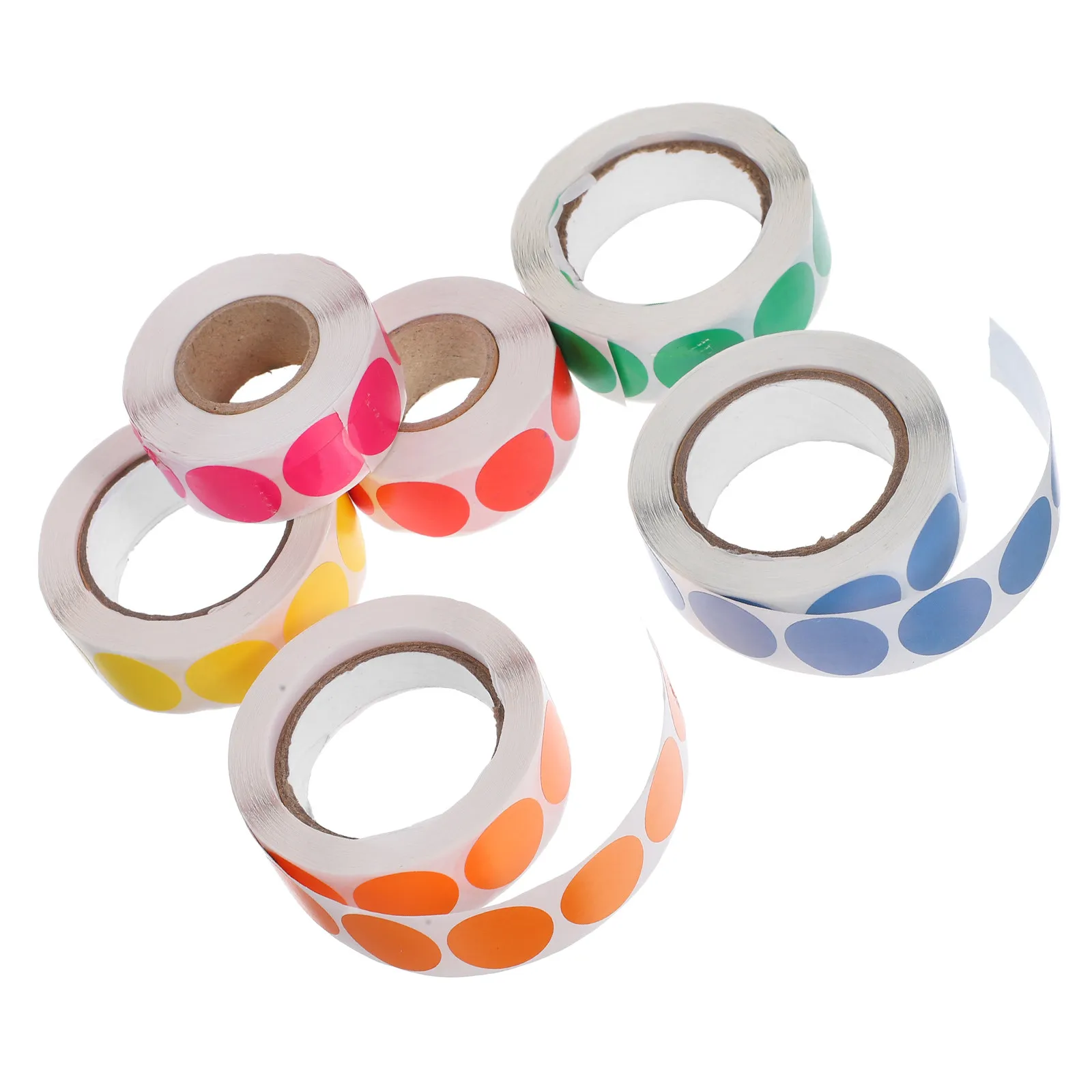 

6 рулонов самоклеящихся этикеток для кодирования, 500 этикеток в рулоне, яркие цвета, мягкая гибкая текстура для организации вещей, запечатывания подарков