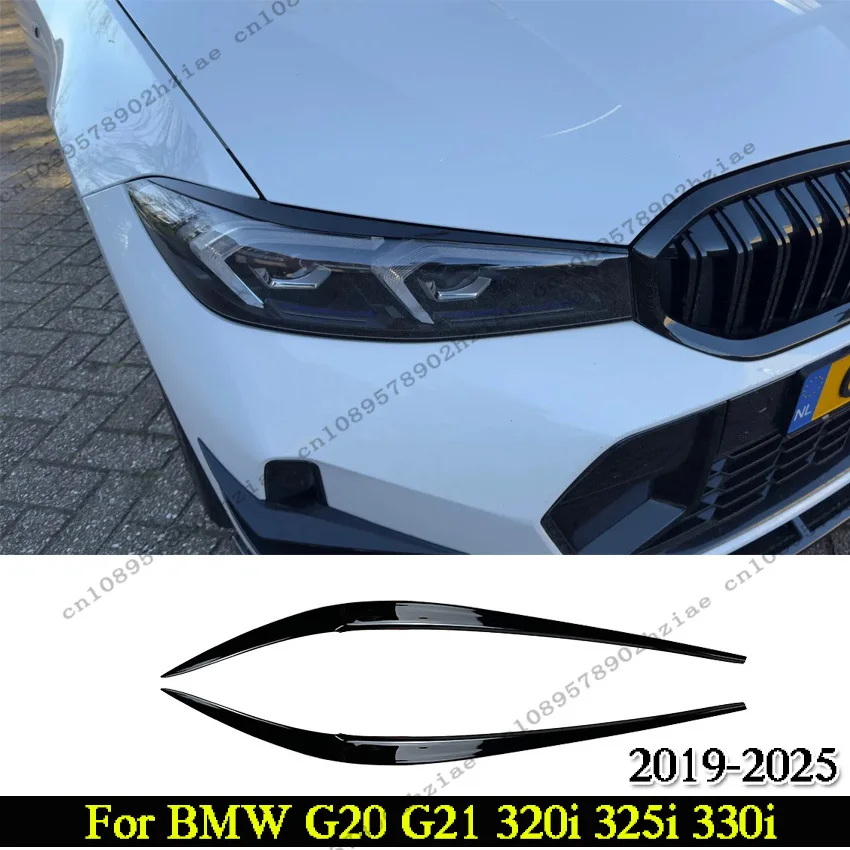 For BMW G20 G21 320i 325i 330i 2019-2025 Sedan / Touring  ABS Glossy Black Car Evil Headlight Eyebrows Eyelid Body Kits Tuning